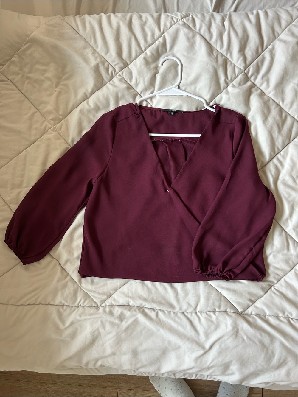 Women's Burgundy V-Neck Blouse
